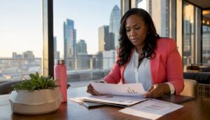 Executive reviewing retail loss prevention reports