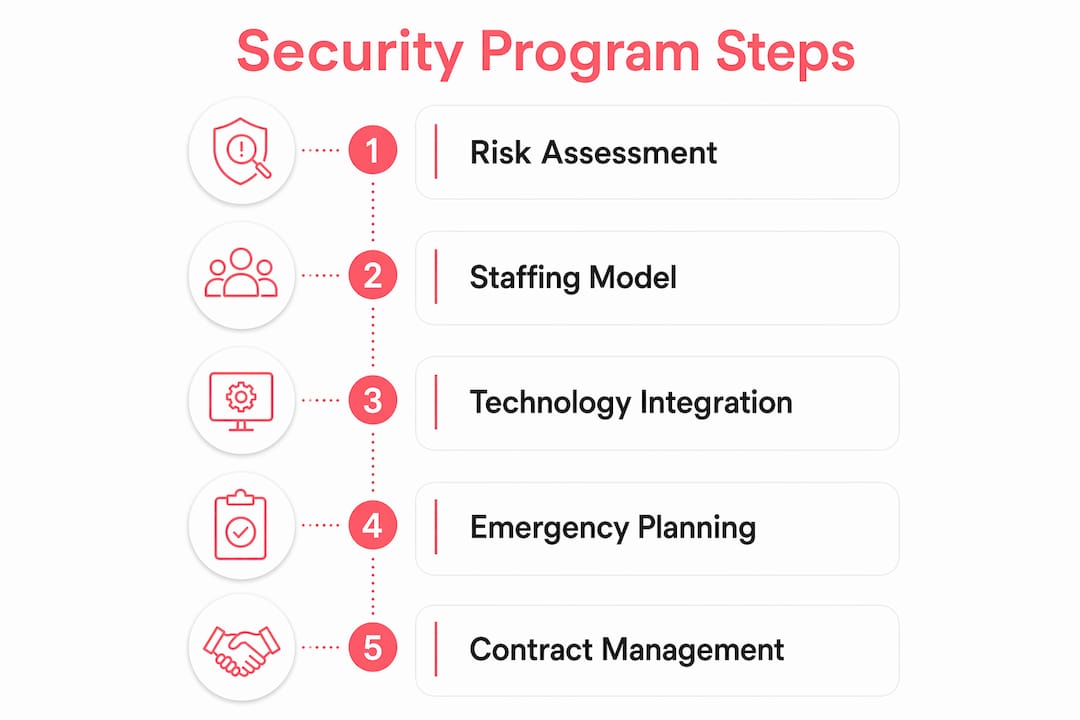 Best Hotel Security Management: What Every Property Must Require Infographic outlining hotel security program steps