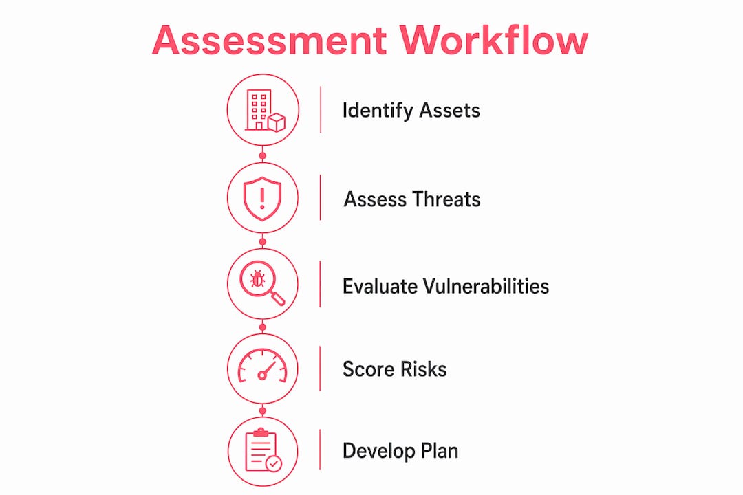 Physical Security Risk Assessment: A Practitioner's Guide Infographic showing physical security risk assessment steps