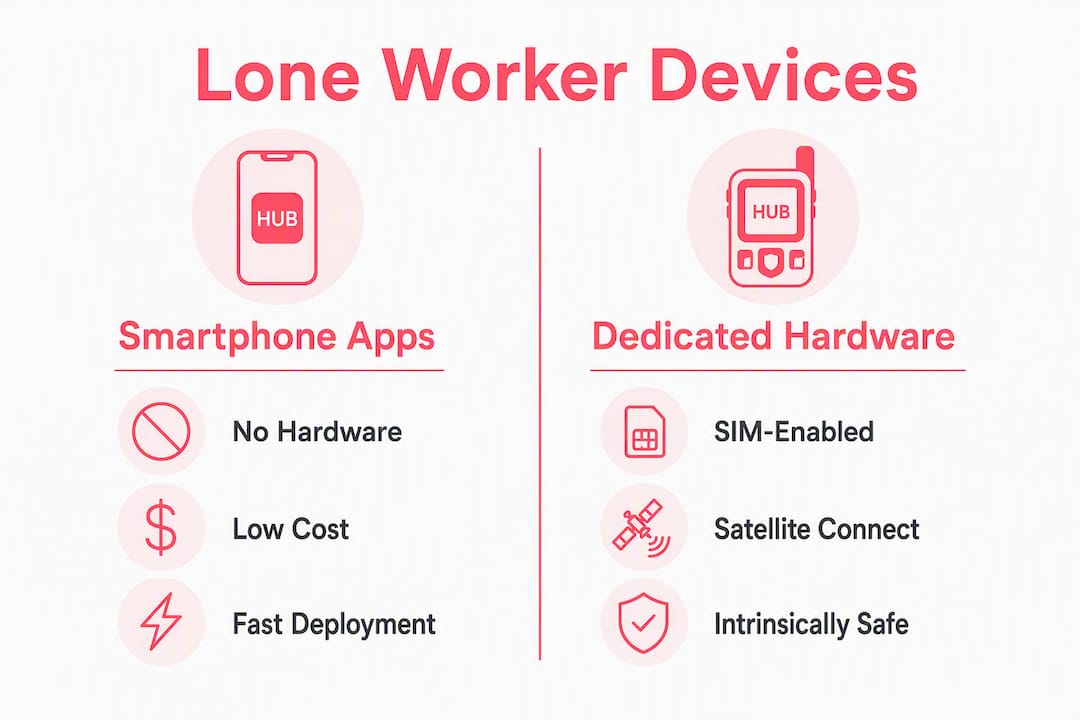 Infographic comparing lone worker device categories