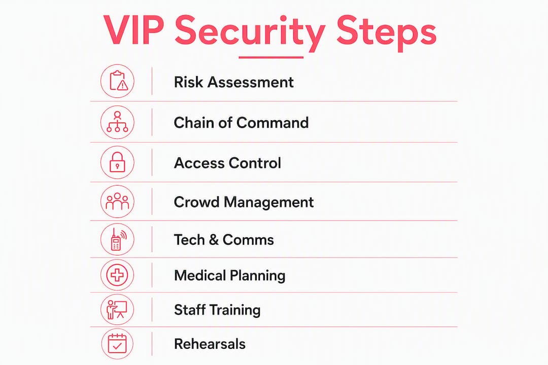 Infographic showing VIP security operational steps