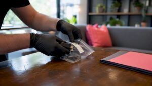 Hands sealing digital evidence in a bag