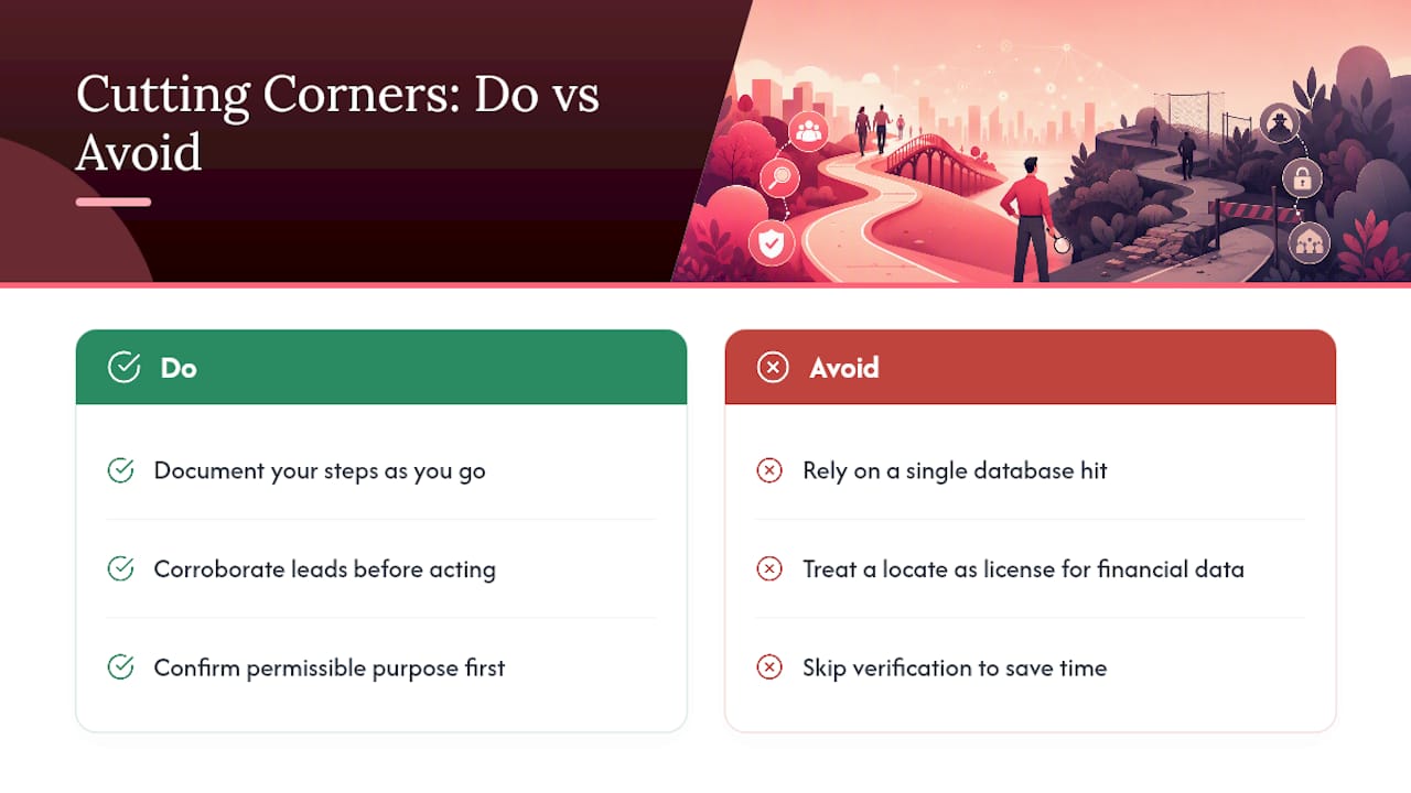 Skip Tracing Basics: A Lawful Guide to Finding People A Note on Cutting Corners — overview diagram