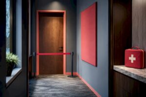 Secured workplace corridor after an incident