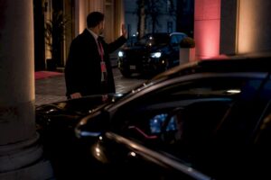 Secure vehicle approaching gala venue