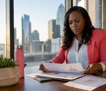 Executive reviewing retail loss prevention reports